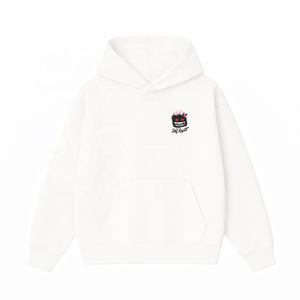 Sudadera con Capucha Personalizada para Hombre con Gráfico de Monstruo Sonriente, Sudadera Blanca de Algodón Oversize, Estilo Urbano Informal para Uso Diario - Product Image 4