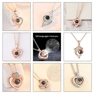 สร้อยคอโปรเจคเตอร์แบบสปอร์ตสำหรับผู้หญิง ดีไซน์หรูหราเบาๆ ทำจากทองแดงประดับเพชร พร้อมรูปภาพสั่งทำได้ รองรับ 100 ภาษา รุ่น S925 - Product Image 6