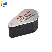 20X Jeweler Loupe White UV Light Gem Loupe 20X 21 mm Jewelry Magnifying Gem Loupe with Light USB Charging