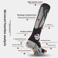 Chaussettes de ski d'hiver professionnelles pour jeunes, en mélange de laine épaisse, rayées, à séchage rapide, antidérapantes, résistantes au froid, à compression haute, ODM