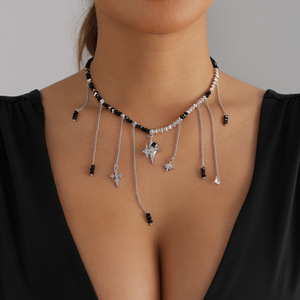 <span class=keywords><strong>Collana</strong></span> <span class=keywords><strong>con</strong></span> <span class=keywords><strong>perline</strong></span> <span class=keywords><strong>nere</strong></span> stile Spicy Girl europeo <span class=keywords><strong>e</strong></span> americano, <span class=keywords><strong>con</strong></span> ciondolo a stella <span class=keywords><strong>e</strong></span> croce, catena girocollo - Product Image 5