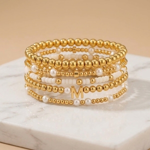 Fashionable Stacking Brass Real Round Pearl Beads Bracelet Jewelry for <strong>Yound</strong> Girl Jewelry Gifts - Product Image 4