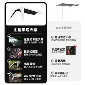 Toldo Lateral para Auto con Forma de Montaña Explorer, 490x563x245cm, Vinilo Negro Impermeable, Apertura Automática Rápida, para SUV - Product Image 3