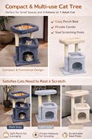 Tour pour chat moderne et écologique en peluche douce, avec poteaux à gratter en sisal, structure d'escalade multi-niveaux en velours, emballage en carton pour la maison