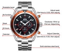 PAULAREIS Luxus Wasserdichte Mechanische Armbanduhren Stahlband Sport Chronograph Automatische Uhren Herren Armbanduhr