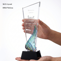 Trophée personnalisé en cristal irisé Aile d'ange, Plaque en verre gravée arc-en-ciel, Récompense d'excellence d'entreprise