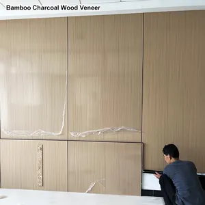Bamboo Charcoal Wood Veneer Wood Grain Carbon Crystal Board Indoor Background Wall Co Extruded Wood Veneer