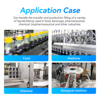 Pompe péristaltique en acier inoxydable sans bouchon de bouteille, adaptée à diverses tailles de tubes pour la manipulation de produits chimiques et de fluides alimentaires.