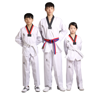 Uniforme Taekwondo Dobok Bianca con Collo a V Nero, Spedizione Gratuita, Uniforme Taekwondo ITF - Product Image 2