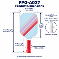 Raquette de pickleball en fibre de verre avec noyau en PP pour débutants, usage récréatif, clubs scolaires, vente au détail et en gros, logo personnalisé, commandes en gros