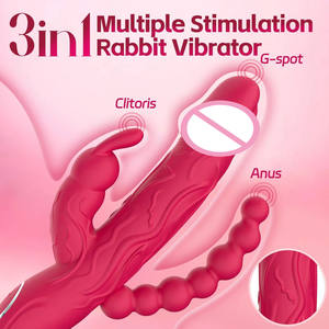 Kaninchen Vibrator Klitoris Stimulator 3 in 1G-Punkt Dildo <span class=keywords><strong>Penis</strong></span> Anal Double Penetration Weiblicher Mastur bator Sexspielzeug für Frau 18 - Product Image 3