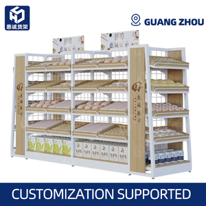 Tùy chỉnh Gondola siêu thị kệ trưng bày, thép nhẹ và gỗ, hai mặt nhiều lớp với Kệ Lưới - Product Image 5