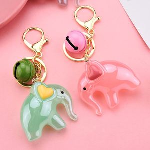 Cute Acrylic Gradient Elephant Keychain Colored Rhinestones Keyrings Pendant Women Men <b>Bag</b> Car Charms Key Ring <b>Gifts</b> - Product Image 2