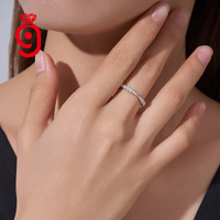 Bague de promesse élégante JIUZUAN en argent sterling S925 avec moissanite en forme de V, demi-alliance éternelle, couleur D VVS, pour femme