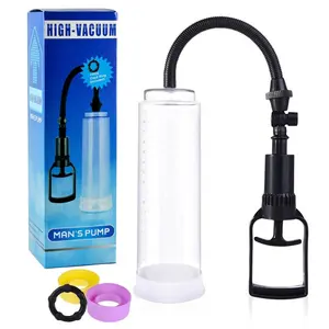 Hot sale adult sex toys male manual penis pump with cylinder scale
