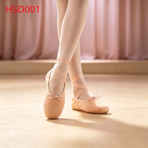 LXG, Décoration de salle de répétition, Chaussures de <span class=keywords><strong>danse</strong></span> Hua Singh pour tout-petits/adultes, Chaussures de ballet souples en daim naturel avec semelle en cuir HSD001 - Product Image 1