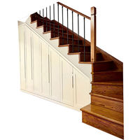 Escalier droit moderne et durable à double poutre en bois massif et acier inoxydable, écologique, avec rampe en bois, pour villa/espaces de vie