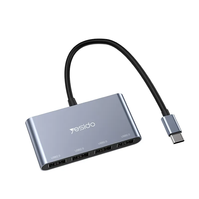 YESIDO spina USB di tipo C in lega di alluminio calda a 4 porte USB per Hub USB per laptop