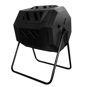 Compostador giratorio doble para exteriores de 43 galones/160 litros con soporte metálico, contenedor de compostaje rotatorio para jardín y granja con puerta negra - Product Image 5