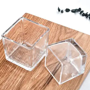 Wholesale Cubic Glass <strong>Candle</strong> Holder <strong>Square</strong> Wedding Flower Vase <strong>square</strong> Glass Jar for Scented <strong>Candle</strong> - Product Image 1