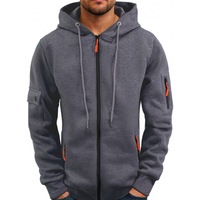 Sweat-shirt à capuche zippé pour homme, automne et hiver, avec poignets amples et poches, un cardigan sportif et décontracté