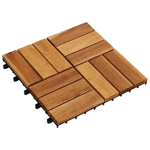 Tarima de acacia de 300 x 300 mm, fácil de instalar, impermeable, sin herramientas, baldosas entrelazadas para decorar balcones, jardines, caminos, interiores y exteriores. - Product Image 2