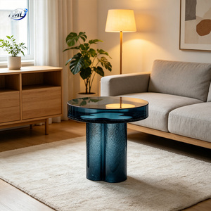 Mesa Auxiliar de Resina Transparente con Textura de Vetas Naturales y Diseño Artístico de Pilar para Muebles de Sala de Estar - Product Image 5