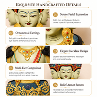 Statue en laiton coulé Ushnishavijaya, Sculpture bouddhiste à trois visages Namgyalma, Art religieux moderne pour temple et sanctuaire, Vente en gros sur mesure