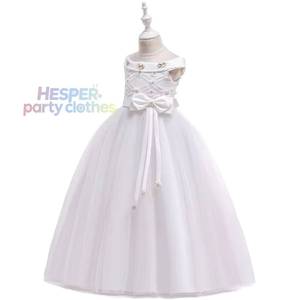 HP Off Shoulder Princess Kids Big Girls Bow Long Maxi Gown Children Stage Performance Wear Birthday Party <b>Evening</b> <b>Dress</b> - Product Image 1
