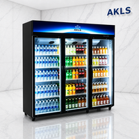 Réfrigérateur Commercial pour Boissons de Supermarché, Vitrine Réfrigérée à Double Porte, Monotempérature, en Alliage d'Aluminium