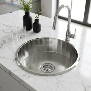 Elegante e Raffinato Lavabo da Bagno Rotondo Fatto a Mano con Diametro di 476mm - Product Image 6