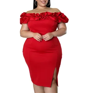 Wholesale plus size women's dresses off shoulder evening dresses for fat women ladies plus size dresses