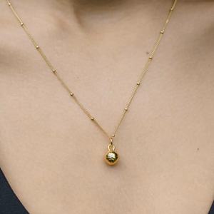 Collier à boule en acier inoxydable plaqué or 18 carats, polissage fin, ne se décolore pas, vente en gros, pour femmes - Product Image 1