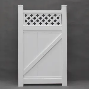 Longjie-puerta de PVC blanca para exteriores, cerca de vinilo de PVC, 6 'x 5'