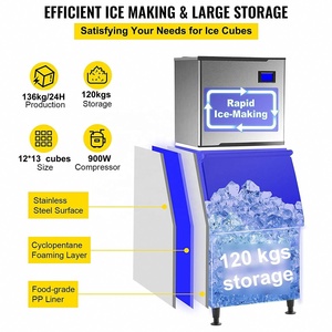 Dễ dàng hoạt động công suất cao thép không gỉ + ABS Ice Maker Máy lạnh uống Cube thương mại Nhà hàng thanh làm Tuyết ICE 90 - Product Image 5