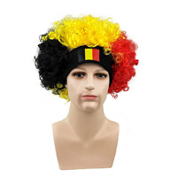 Perruque afro colorée avec écharpe et lunettes, ensemble toupet pour costume d'équipe nationale de la Coupe d'Europe