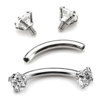 Nouveau bijou de sourcil et d'ongle transfrontalier en zircon, style punk, en alliage de titane F136, avec dents internes, anneau de sourcil incurvé, bijou de personnalité