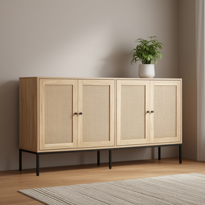 Mueble de Salón de 59 Pulgadas con Puertas Magnéticas de Ratán, Estantes Ajustables, Aparador de Almacenamiento para Pasillo o Dormitorio - Product Image 2