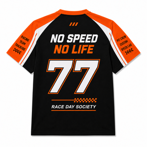 T-shirt de fan de course personnalisé à manches raglan et blocs de couleur, avec numéro imprimé devant et derrière, pour équipe de pit stop, sport automobile, vente en gros - Product Image 6