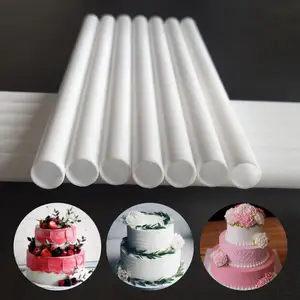 לבן פלסטיק לעבות עוגת דובל מוטות 24/30cm עבור שכבות עוגת בניית לערום תמיכה עוגת עגול פיני קשיות
