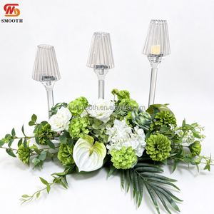 Elegante Juego de Candelabros de Cristal Transparente en Niveles con Pantalla Plegada, Nuevo Diseño para Decoración de Mesa de Boda, Directo de Fábrica - Product Image 1