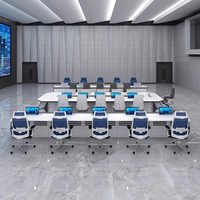 Table de conférence modulaire moderne et écologique sans papier avec tiroir de rangement pour documents, idéale pour la vidéoconférence et comme bureau d'ordinateur