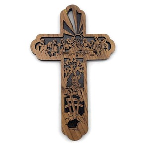 Décoration murale Cadeaux religieux Décorations de Noël Croix de terre sainte en bois d'olivier Croix en bois Décoration murale Croix en bois - Product Image 1