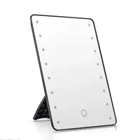 Vente en gros DIY logo forme carrée dames miroir mode femmes piles 16 led écran tactile table miroir de maquillage