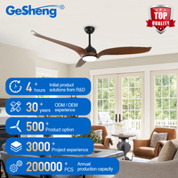 Ventilateur de plafond LED Gesheng 52 pouces avec lumière, moteur BLDC, télécommande et pales en ABS pour usage domestique et professionnel en intérieur