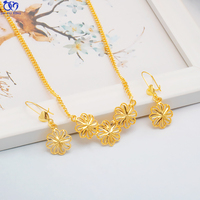 Ensemble collier et boucles d'oreilles pour femme JXX en laiton plaqué or 24 carats, motif floral indien, cadeau pour mariage, fiançailles, anniversaire, fête