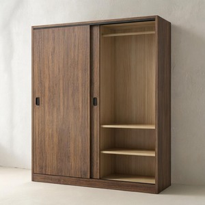 <span class=keywords><strong>Ropero</strong></span> de Almacenamiento Alto de Madera Marrón Moderno Personalizado OEM con 2 Puertas Correderas, Barra para Colgar y Estantes para Proyectos de Dormitorios y Hoteles - Product Image 1