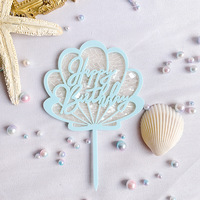 2025 nuevo estilo acrílico océano serie niñas pastel decoración pulpo caballito de mar Concha algas pastel Topper Baby Shower ornamento