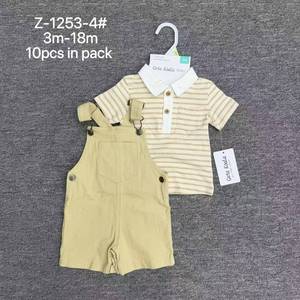 Set di <span class=keywords><strong>Abbigliamento</strong></span> 2 Pezzi J36XL per Neonati Maschi 3-18 Mesi, T-Shirt a Righe + Salopette Corta, <span class=keywords><strong>Abbigliamento</strong></span> Casual per Bambini, Vendita all'Ingrosso - Product Image 6