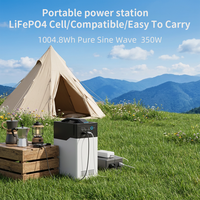 Station d'alimentation solaire portable 350W avec batterie LiFePO4, MPPT, onde sinusoïdale pure pour la maison, le camping, les pannes de courant, et compresseur d'air
